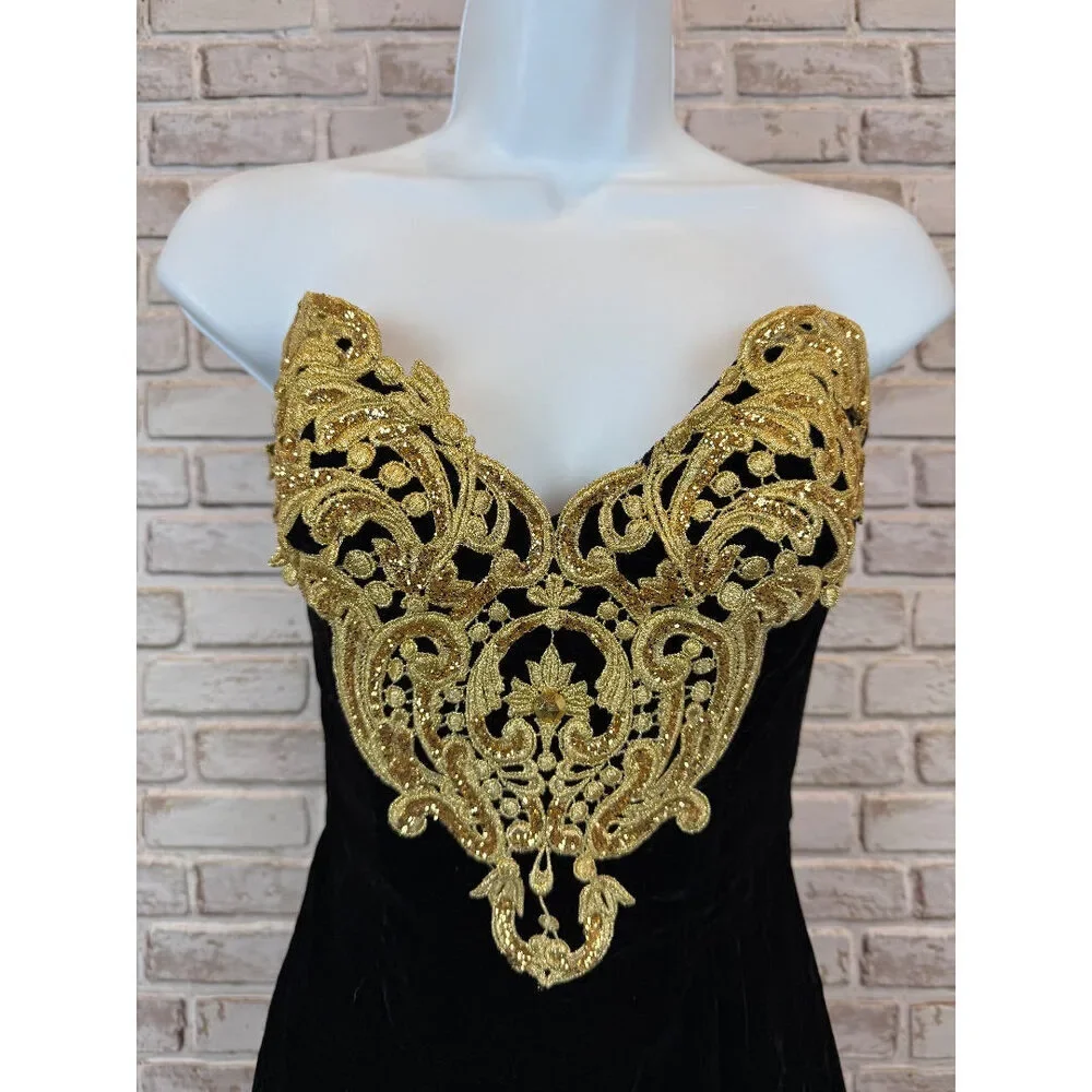 Jessica McClintock for Gunne Sax Dress, Black/gold, 8, Used - Excellent - Picture 3 of 7